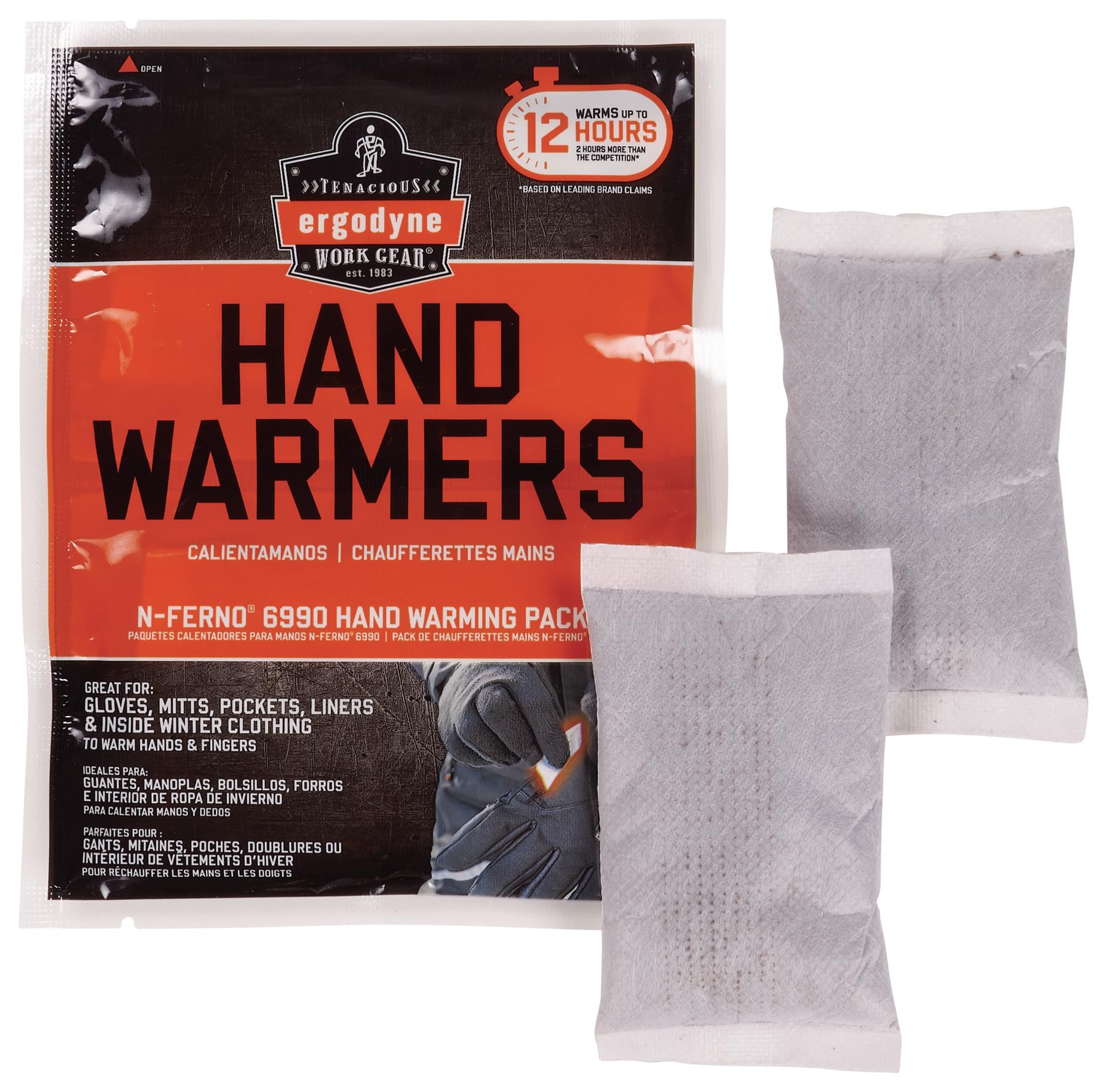 Ergodyne N-Ferno Warming Packs, White (16990) 1-Pair