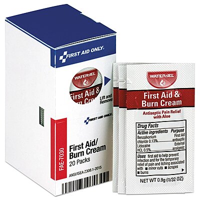 First Aid Only FAE-7030 SmartCompliance Refill Burn Cream, Antiseptic with Aloe, 20 Packets (0.03 oz each)