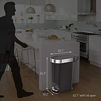simplehuman Step Trash Can with LidShox, Steel Pedal & Liner Rim