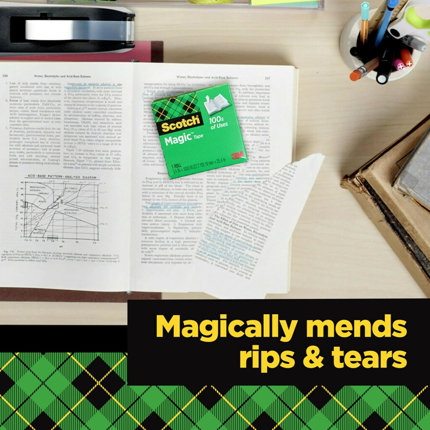 Scotch Magic Tape with Scotch Desktop Dispenser, 6 Rolls of 3/4" x 1000" Each Plus 1 Desktop Tape Dispenser