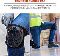 Ergodyne ProFlex 367 Professional Knee Pads, Protective Round Cap, Lightweight Gel Padded Technology, Adjustable Straps, Black