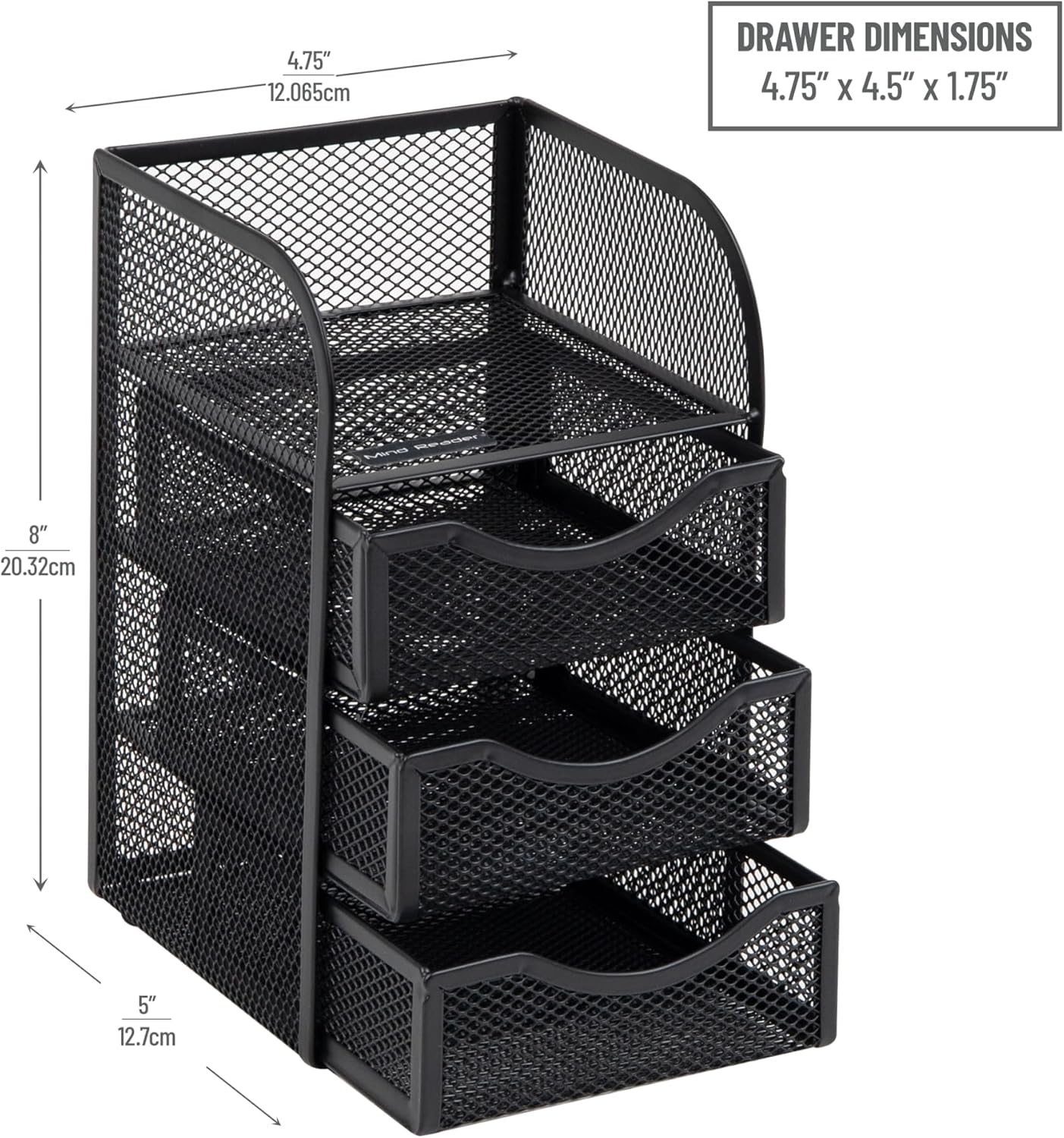 Mind Reader Desktop Accessory Storage, Paper Binder Clip Basket, Workspace, Office, Metal Mesh, 4.75"L x 5"W x 8"H, Black