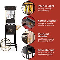 NOSTALGIA Vintage-Style Professional Popcorn Cart with 8 oz Kettle