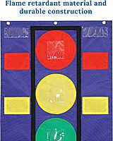 Carson Dellosa 26" x 19.75" Stoplight Behavior Charts for Kids at Home, Pocket Chart With Red, Green