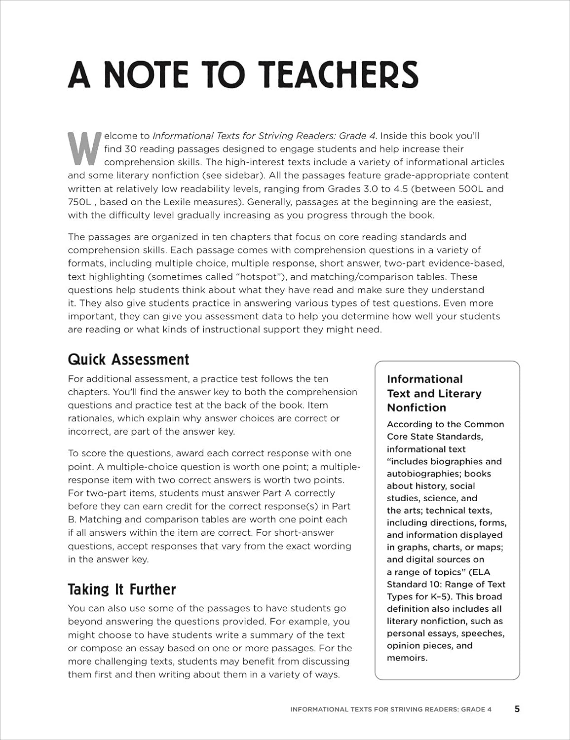Informational Texts for Striving Readers: Grade 4 (Indian Head)
