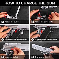 Caliber Gourmet Mechanical Model Kit - Automatic Toy Handgun, 528 pcs 3D Building Blocks, DIY Simulation Weapon Toy for 12+ Years and Adults