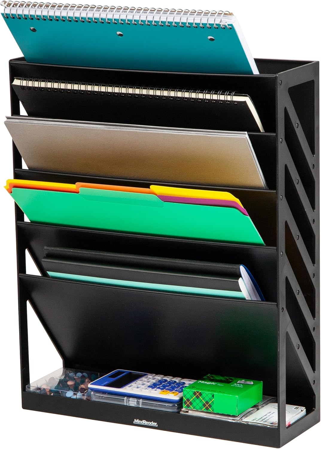 Mind Reader 5-Tier Vertical File Holder, Desktop Organizer, Wall Mount