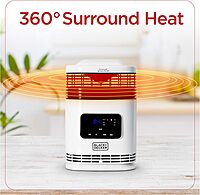 BLACK+DECKER Electric Heater, 360° Surround Portable Heater with Digital Controls & LED Display