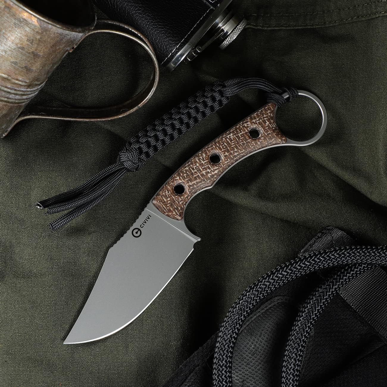 CIVIVI Midwatch Fixed Blade Knife, 3.39" Bohler N690 with Kydex Sheath