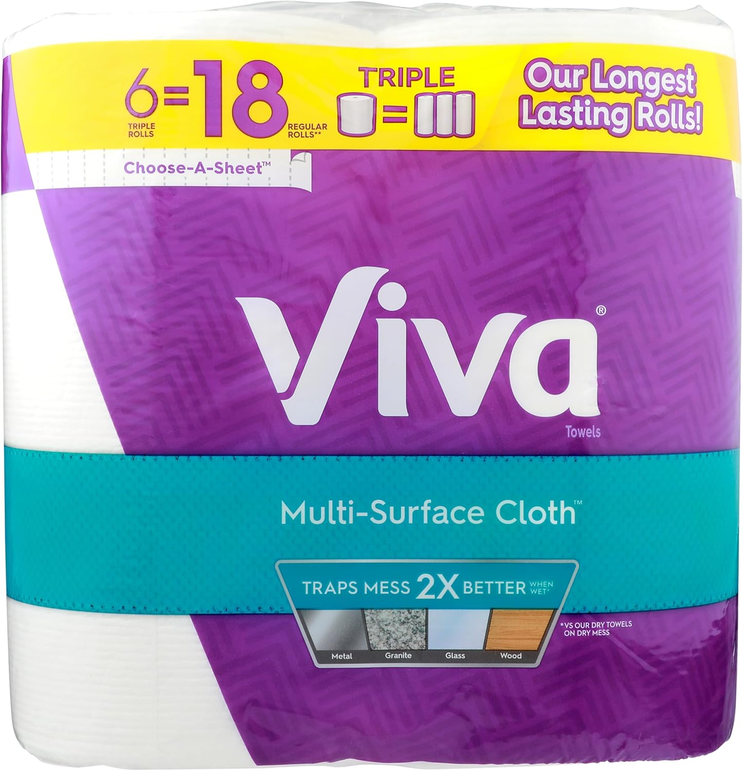 Viva Choose-A-Sheet Paper Towels, White, 165 Sheets Per Roll, Pack Of 6 Rolls