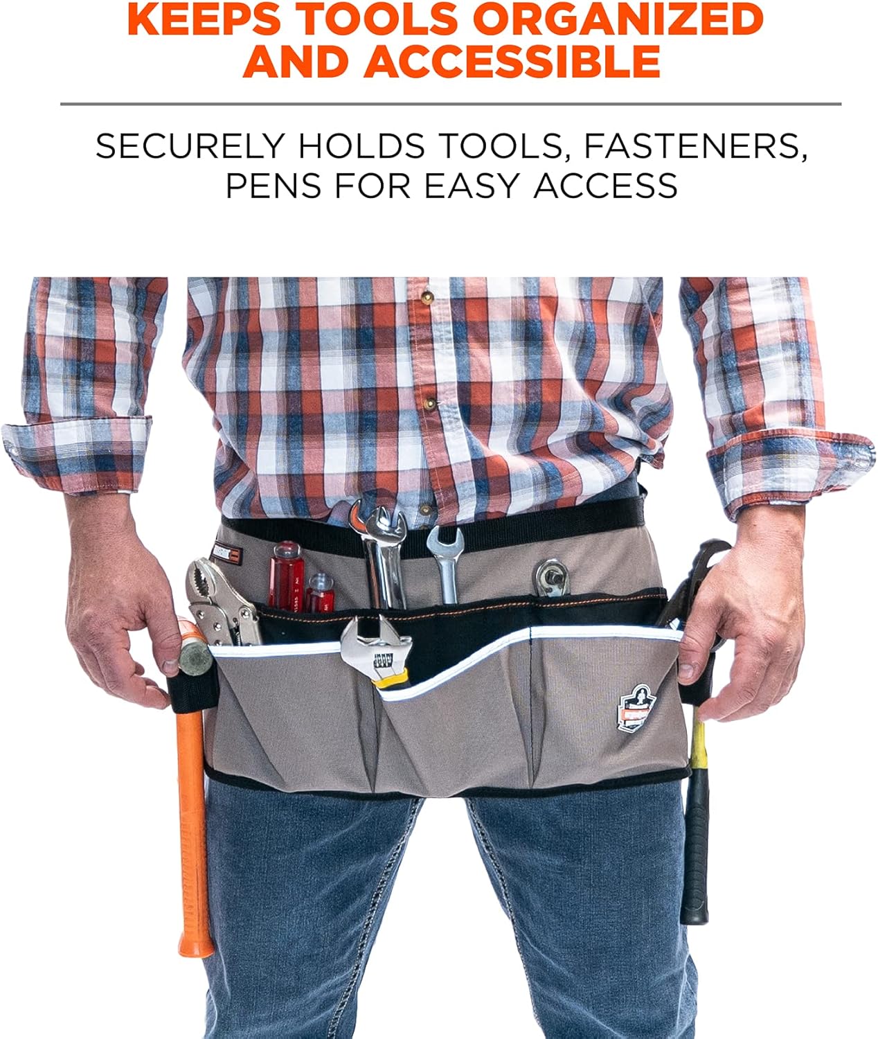 Arsenal 5706 Canvas Waist Tool Apron with 13 Pockets, Gray