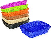 G.E.T. WB-1508-BK Rectangular Polyweave Bread Roll Serving Basket, 11.5" x 8.5", Black