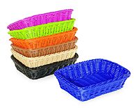 G.E.T. WB-1508-BK Rectangular Polyweave Bread Roll Serving Basket, 11.5" x 8.5", Black