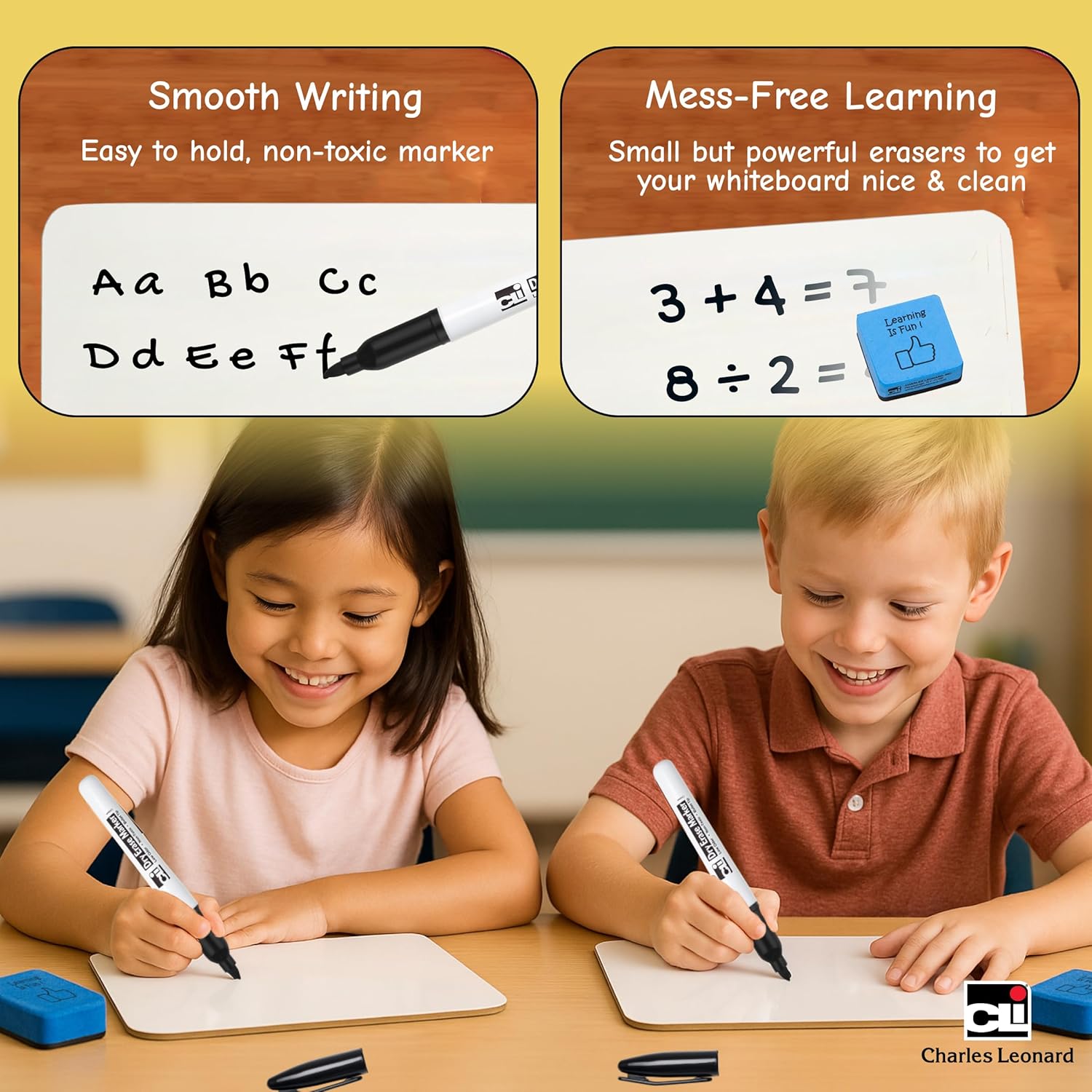 CHARLES LEONARD Dry Erase Lapboard Class Pack with Markers and Erasers