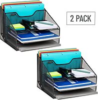 Mind Reader File Organizer, Set of 2, Desk Organizer, Storage, Paper Tray, Office, Metal Mesh, 12.5"L x 11.5"W x 9.5"H, Black