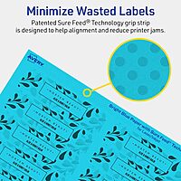 Avery Printable Rectangle Labels, Sure Feed Technology, 3/4" x 3-1/2", Bright Blue