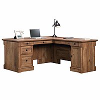 Sauder Palladia L-Shaped Desk with Drawers, File Cabinet Storage & Keyboard Tray