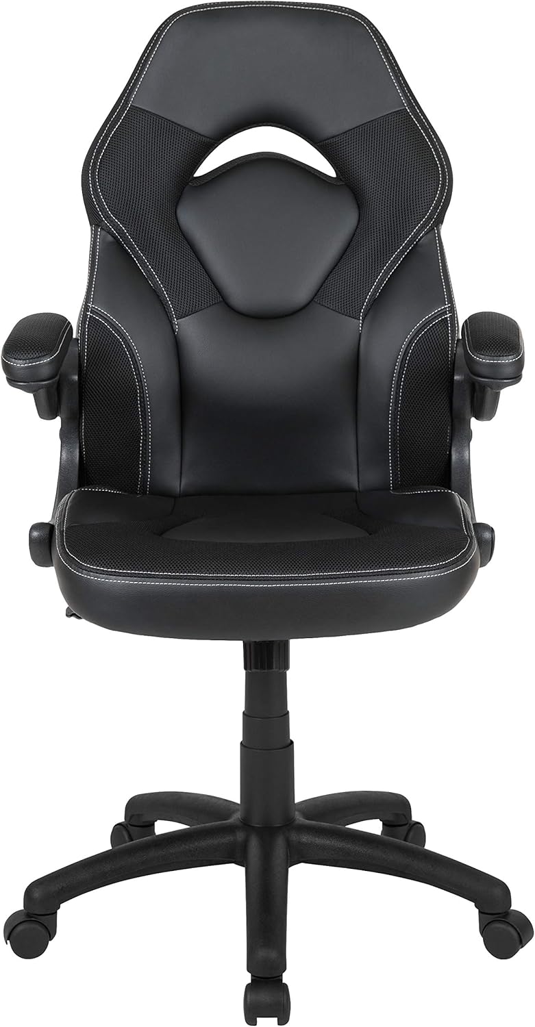 Flash Furniture X10 High-Back LeatherSoft Racing Style Gaming Chair with Flip-Up Arms