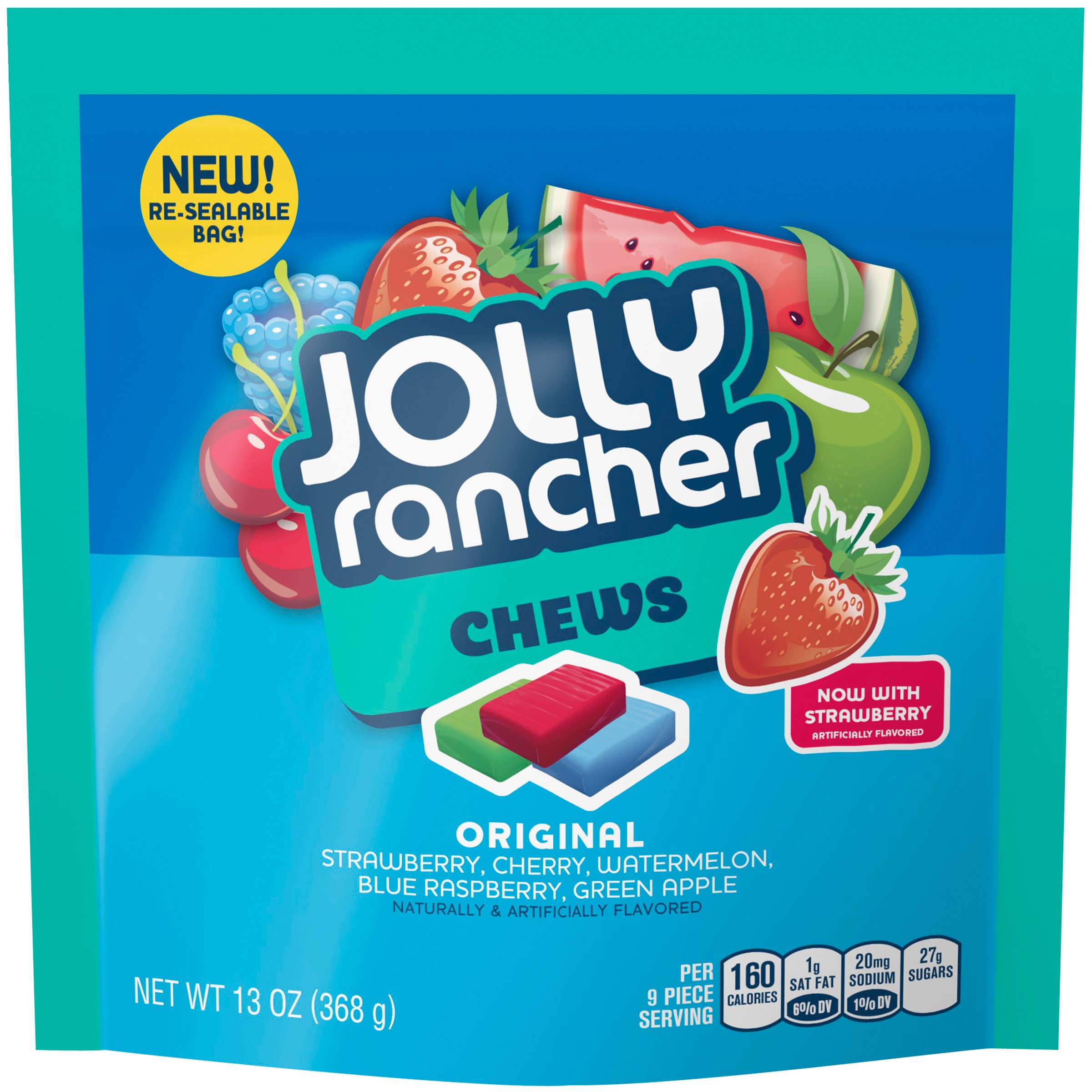 Jolly Rancher Chews Candy, 13 Oz Bag, Assorted Flavors, Pack Of 4
