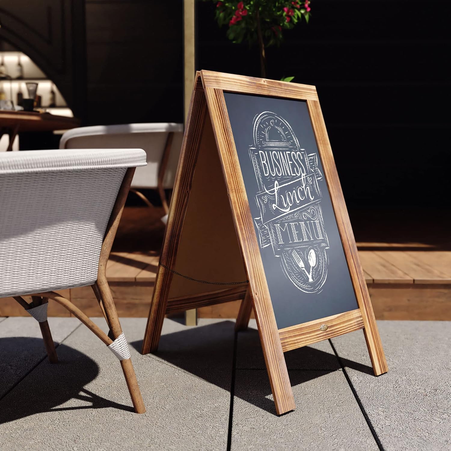 Flash Furniture Canterbury Magnetic Chalkboard Sign - Rustic Brown Wood Frame - 40" x 20"