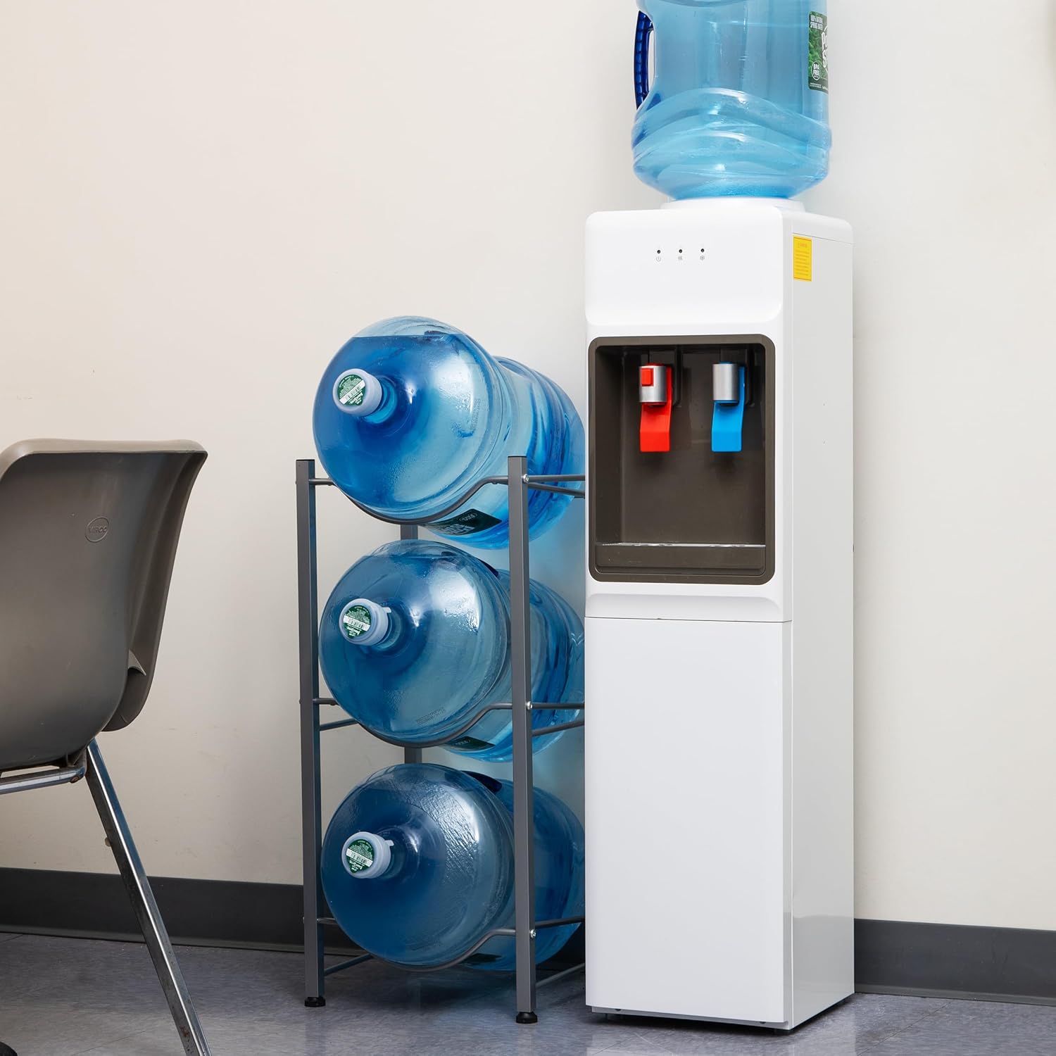 MIND READER 5 Gallon Water Jug Stand, Water Bottle Holder, Water Cooler Rack, Metal, Silver