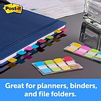 Post-it Tabs, 1 in. x 1.5 in., 1 Pack, 88 Tabs/Pack, Assorted Colors, Back to School Supplies for Students, Tabs for Textbooks and Notebooks