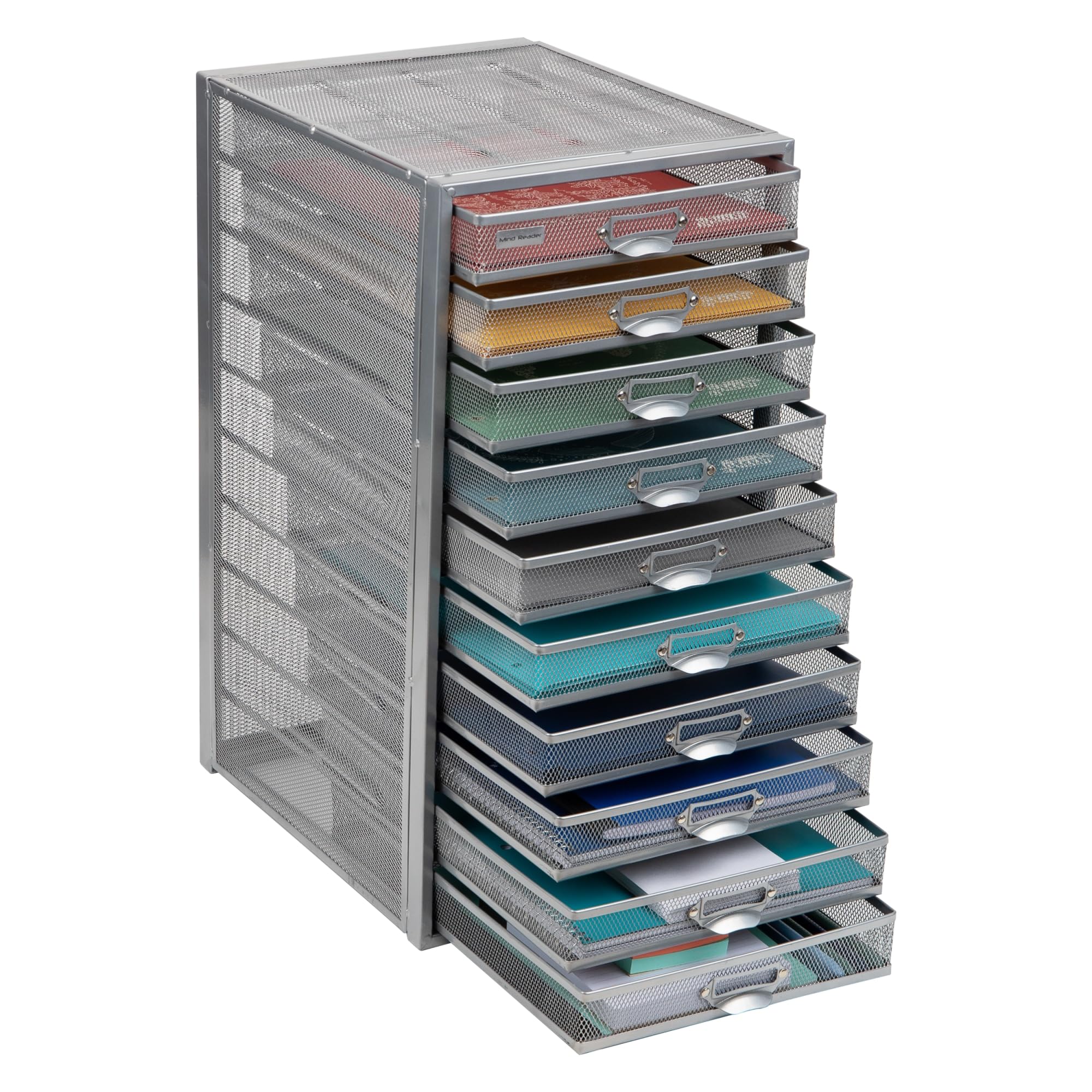 Mind Reader Metal Mesh Desk Organizer - Multi-Purpose Desktop File Storage