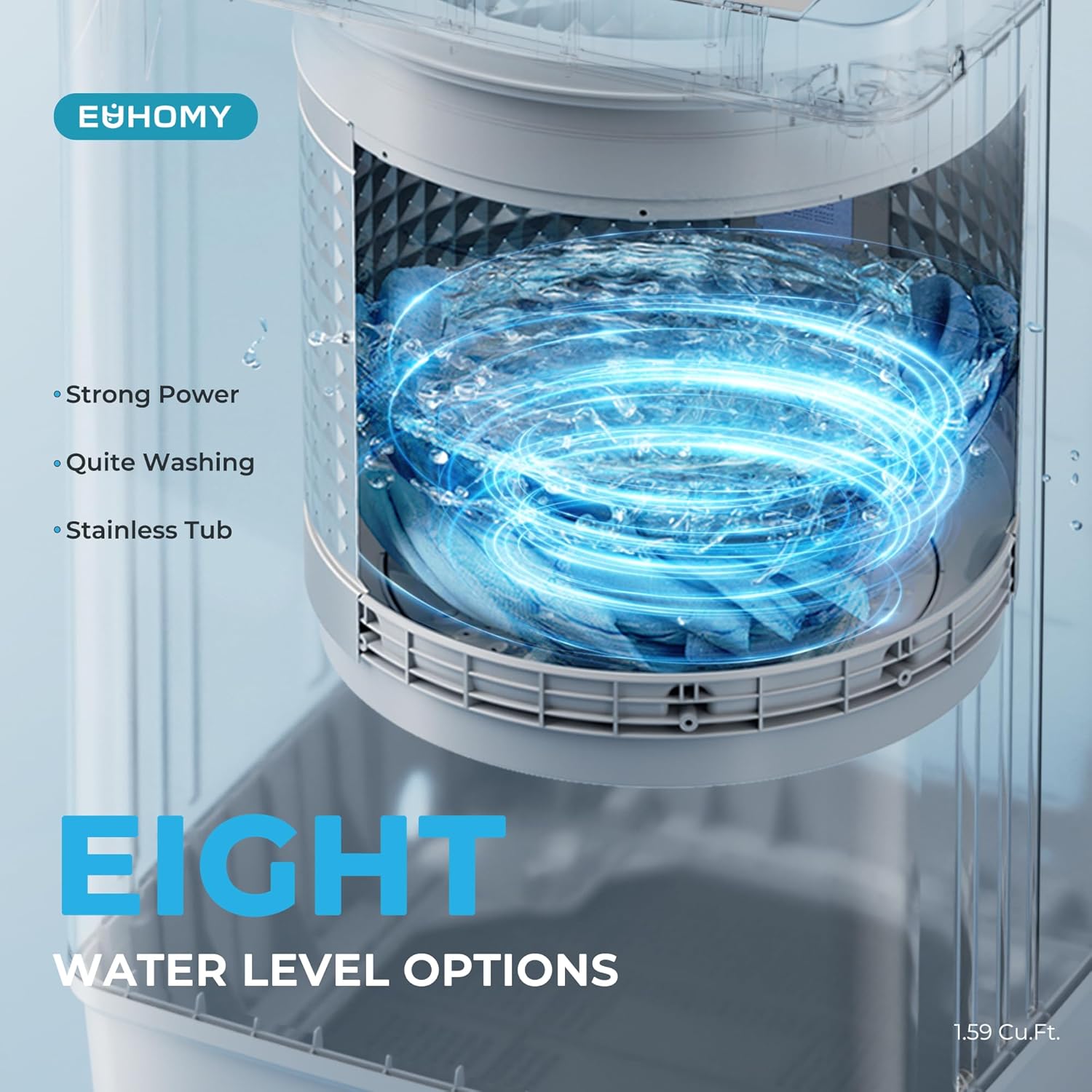 Euhomy Lavadora portátil 1.59 pies cúbicos, capacidad 11 libras Euhomy Lavadora portátil 1.59 pies cúbicos, capacidad 11 libras