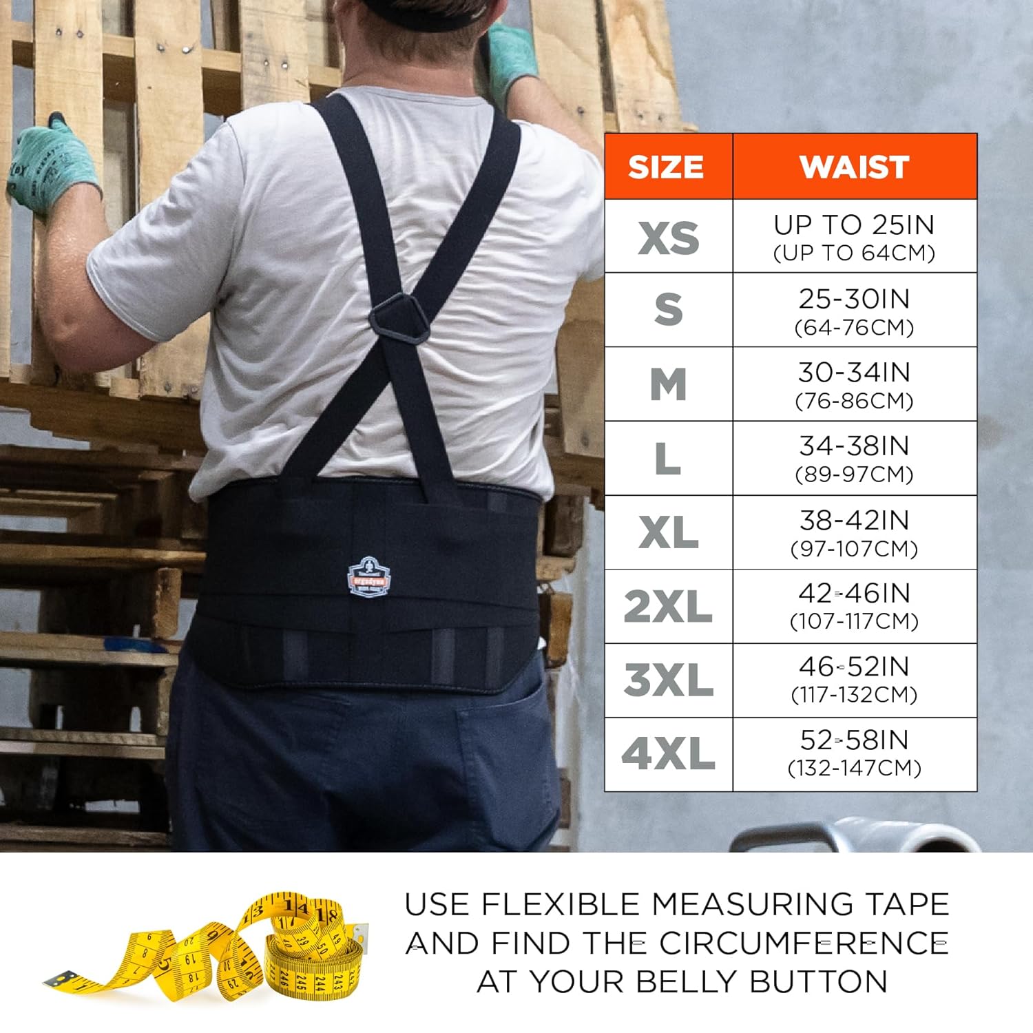 Ergodyne ProFlex 1600 9" Extended Support Back Support Brace, High-Cut Front