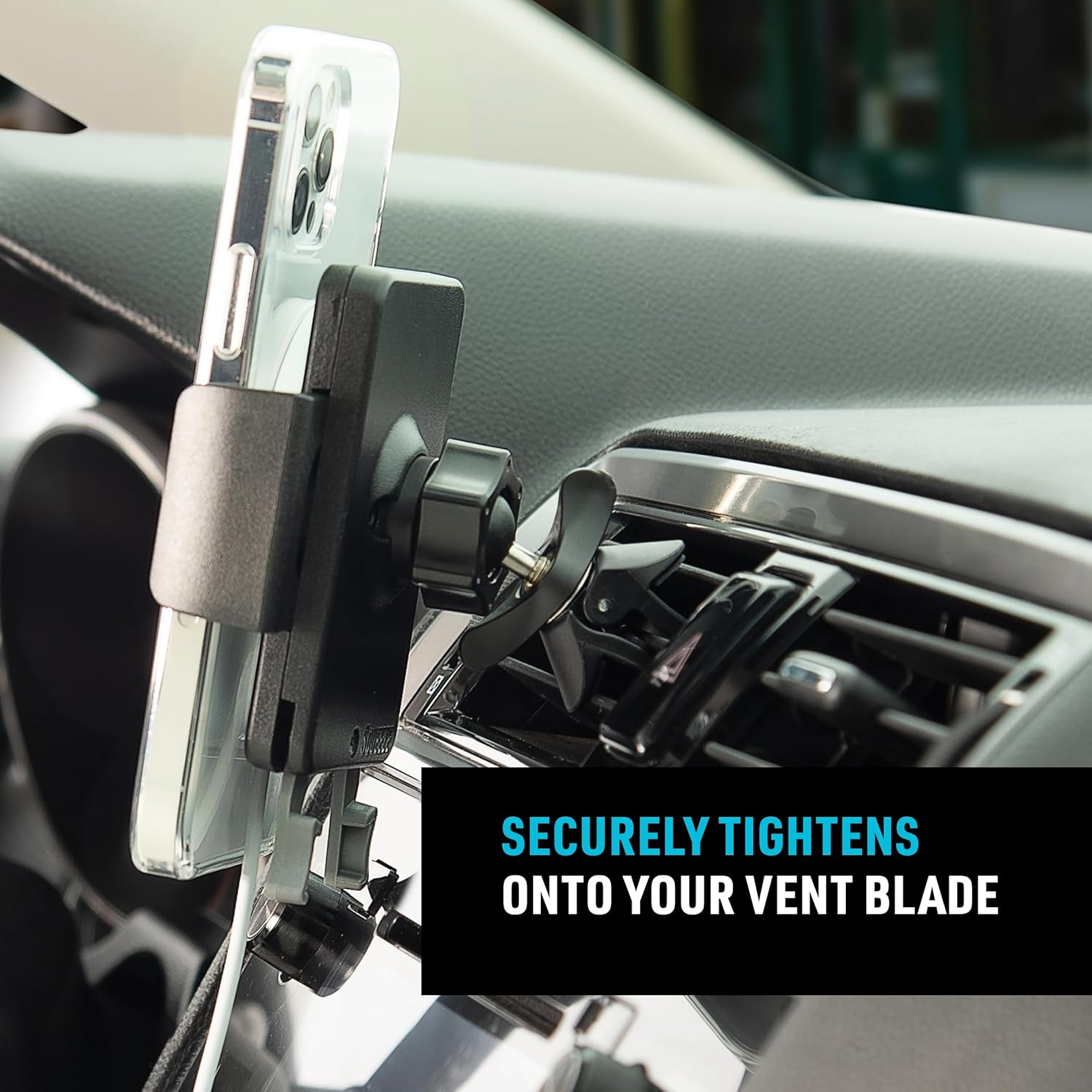 Nite Ize Squeeze Universal Vent Mount - Phone Mount for Car Vent - Sturdy Phone Mount & Holder with Ball Joint - Black