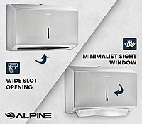 Alpine Paper Towel Dispenser Wall Mount for Multifold, Trifold & c Fold Paper Towel Holder 2-Pack Commercial Stainless Steel