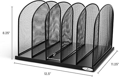 Safco Onyx Desk Organizer, 5 Tiered Vertical Compartments, Office and Classroom Mailbox , Paper and Mail Sorter, Steel Mesh, Black