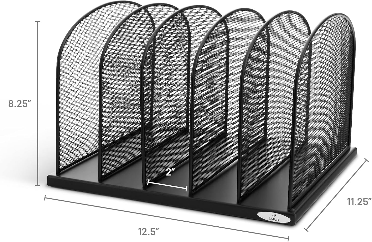 Safco Onyx Desk Organizer, 5 Tiered Vertical Compartments, Office and Classroom Mailbox , Paper and Mail Sorter, Steel Mesh