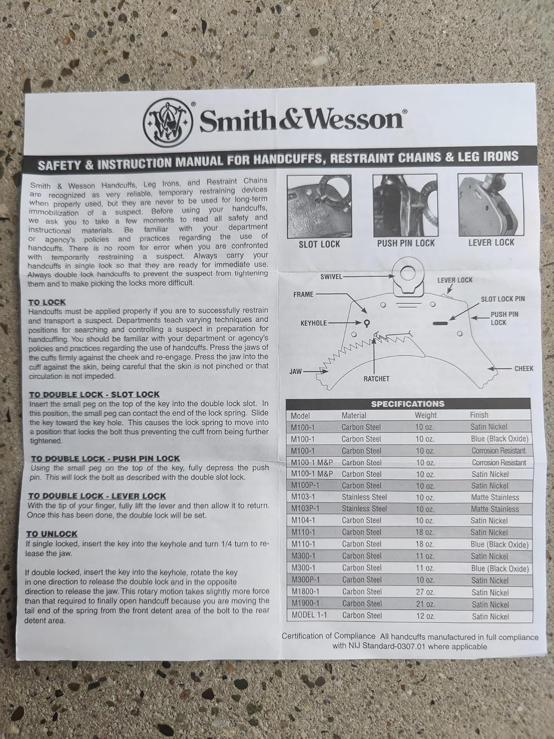 Smith & Wesson Model 104 Maximum Security Handcuffs