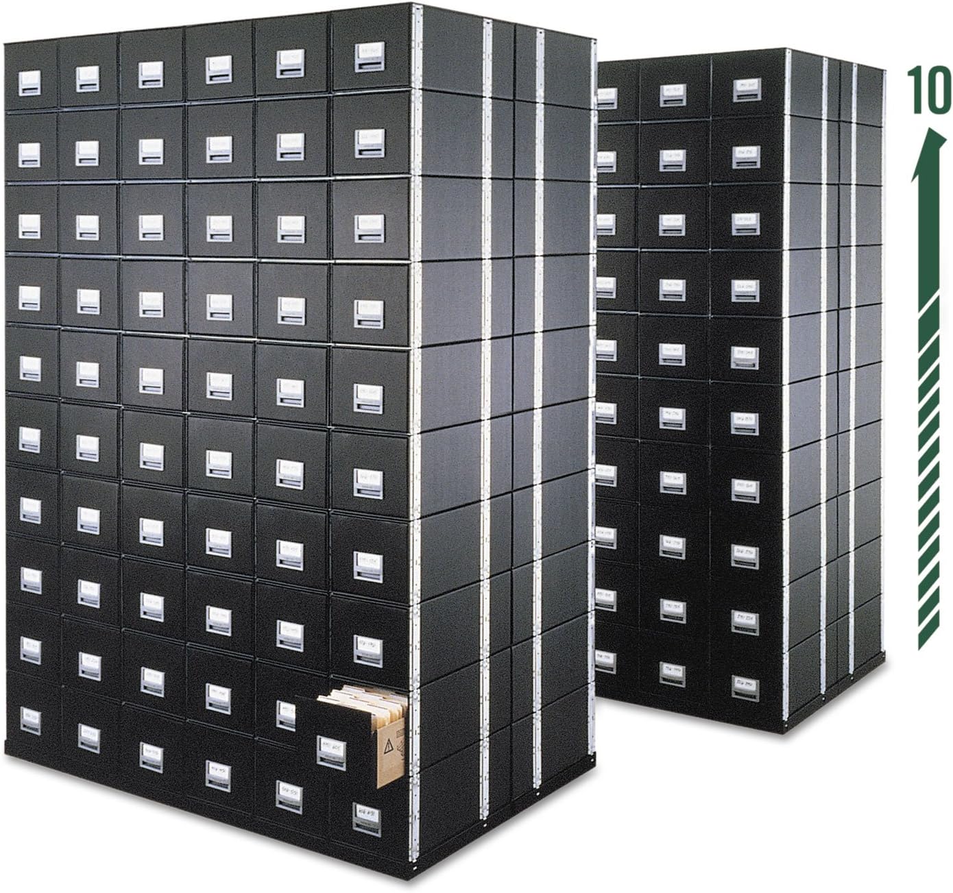Bankers Box 6 Pack STAXONSTEEL Maximum Space Saving Filing Cabinet, Stacks 10 High, Steel Frame, Letter, Black Letter Size