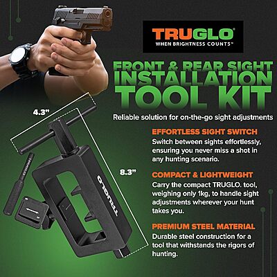 TRUGLO Glock Rear/FRNT SGT INSTL Tool aiming scope sight + Tritium Pro Compact Glow