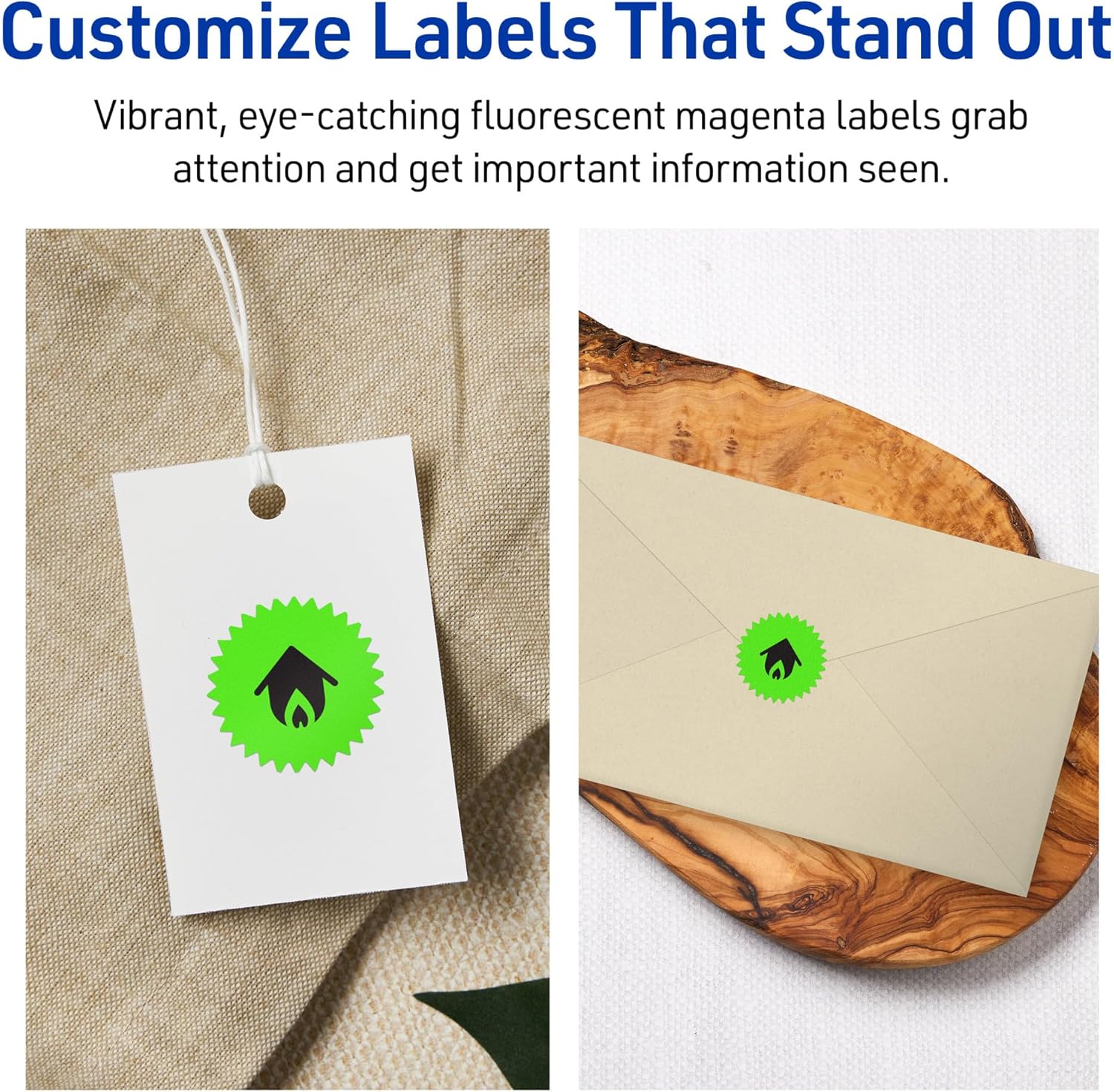 Avery Printable Starburst Labels, Sure Feed Technology, 1", Neon Green Labels, Print-to-The-Edge, Laser/Inkjet, 480 Total