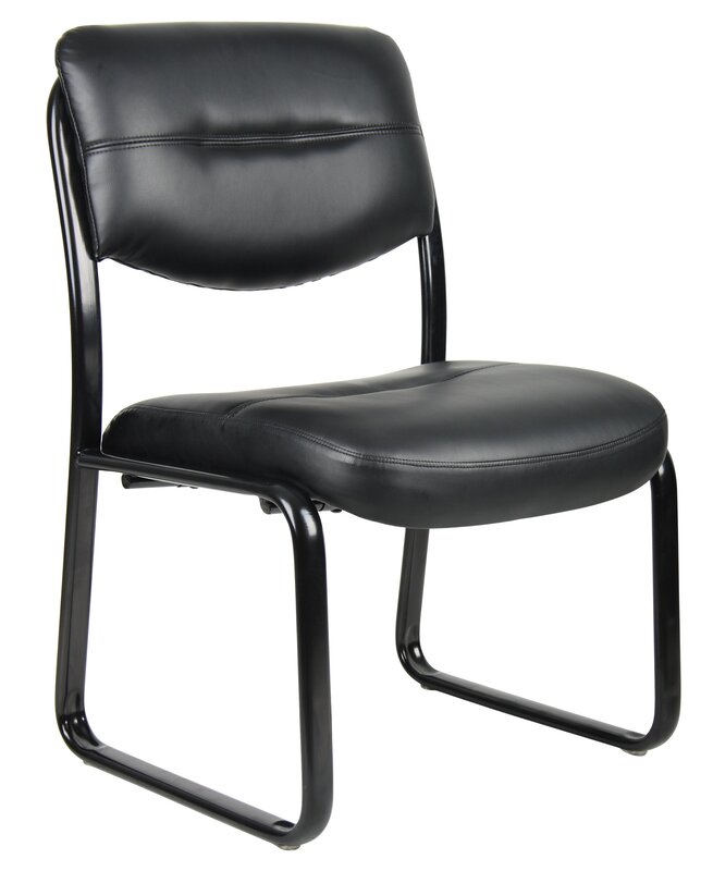 Boss Office Products LeatherPlus Bonded Leather Guest Chair, Black