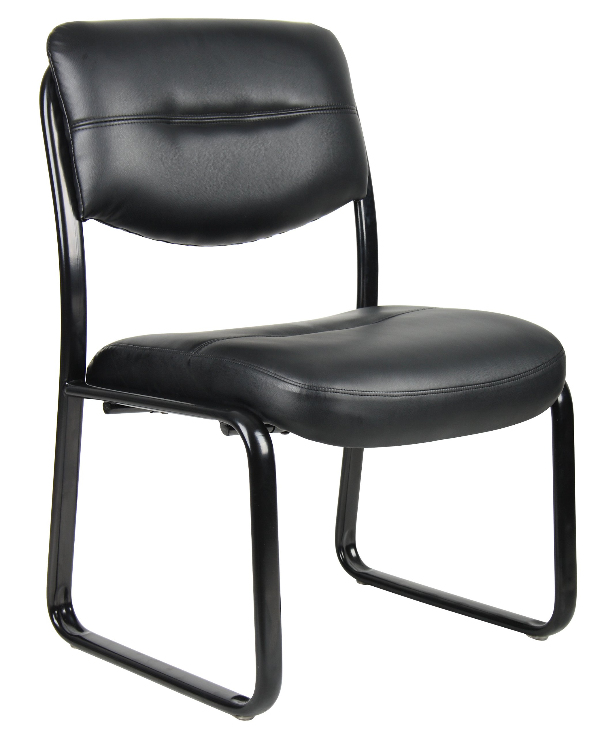 Boss Office Products LeatherPlus Bonded Leather Guest Chair, Black