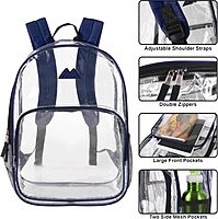 Summit Ridge Waterproof Clear Backpack with Water Bottle Holder - Stadium Approved Heavy-Duty Clear Backpack