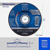 PFERD 63103 4-1/2" x 3/32" Cut-Off Wheel, 7/8" AH A 30 S SG - Type 27 (25pk)