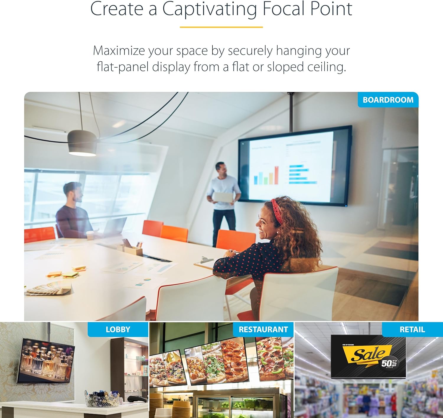 StarTech.com Universal Ceiling Mount for TVs and Projectors