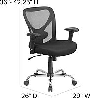 Flash Furniture Big & Tall Office Chair | Adjustable Height Mesh Swivel Office Chair with Wheels Black
