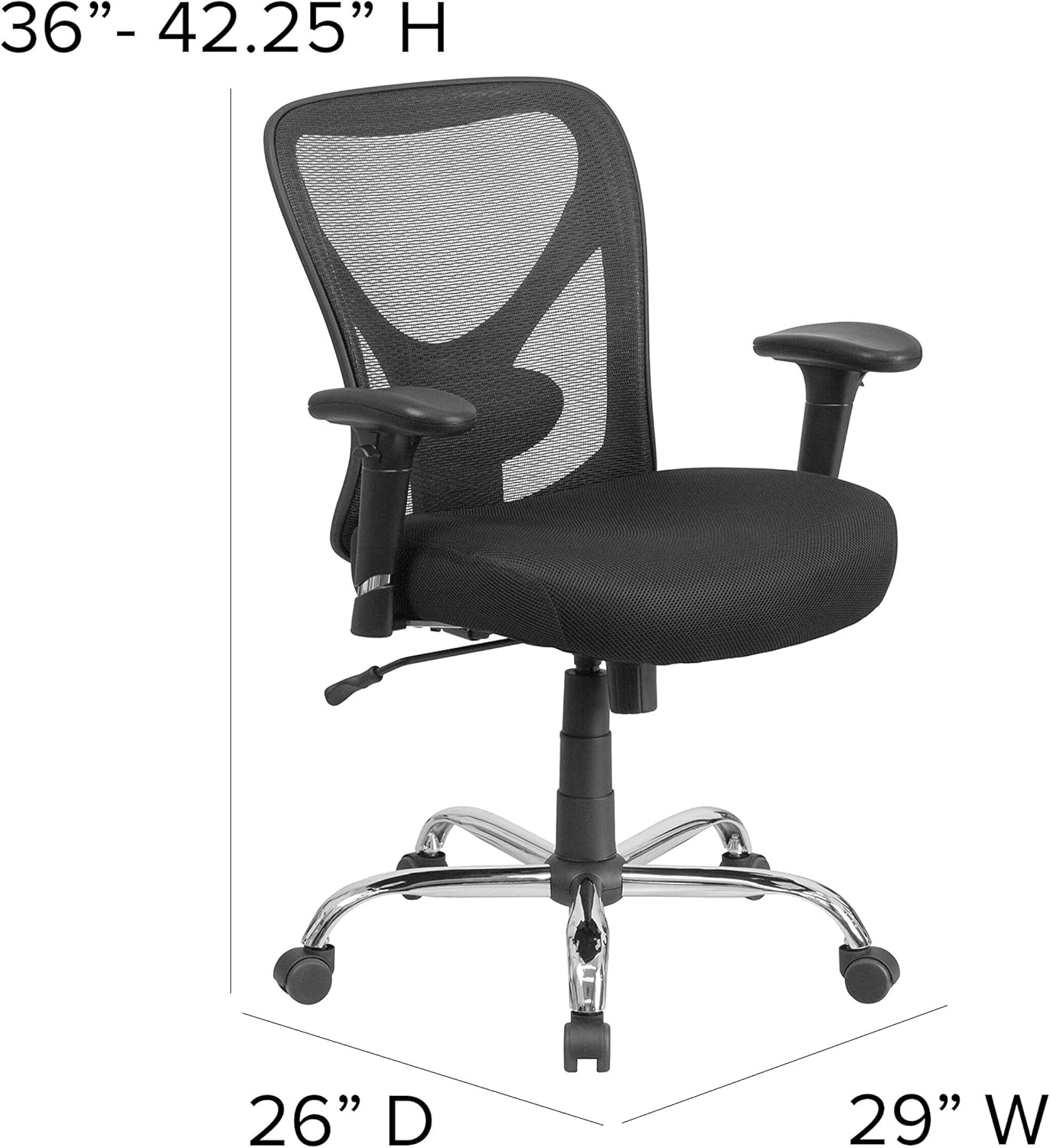 Flash Furniture Big & Tall Office Chair | Adjustable Height Mesh Swivel Office Chair with Wheels Black
