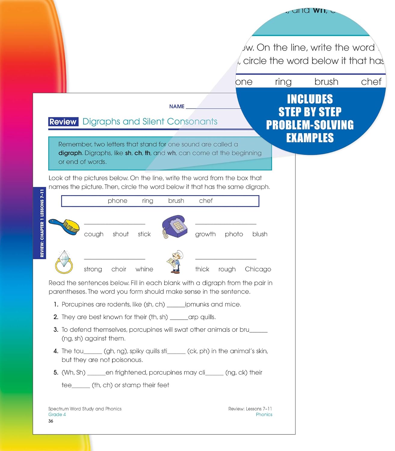 Spectrum Grade 4 Word Study and Phonics Workbooks, Ages 9 to 10, 4th Grade Phonics and Word Study, Dictionary Skills