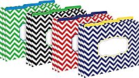 BARKER CREEK Designer File Folders, Nautical Chevron, Multicolor Chevrons on Outside, Bright Colors on Inside, Letter Size
