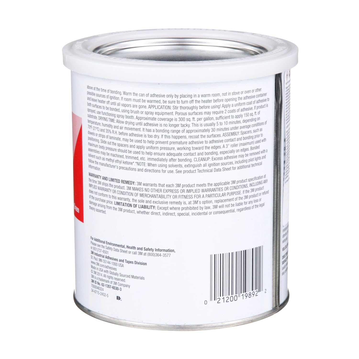 3M Neoprene High Performance Contact Adhesive 1357, Gray-Green, 1 Quart Can