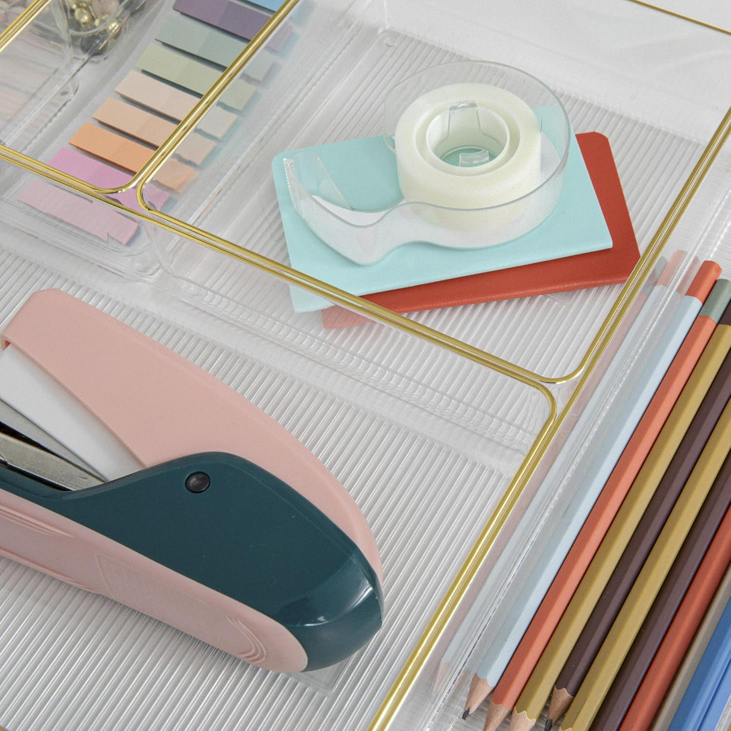 Martha Stewart Plastic Stackable Office Desk Drawer Organizers, Set of 6