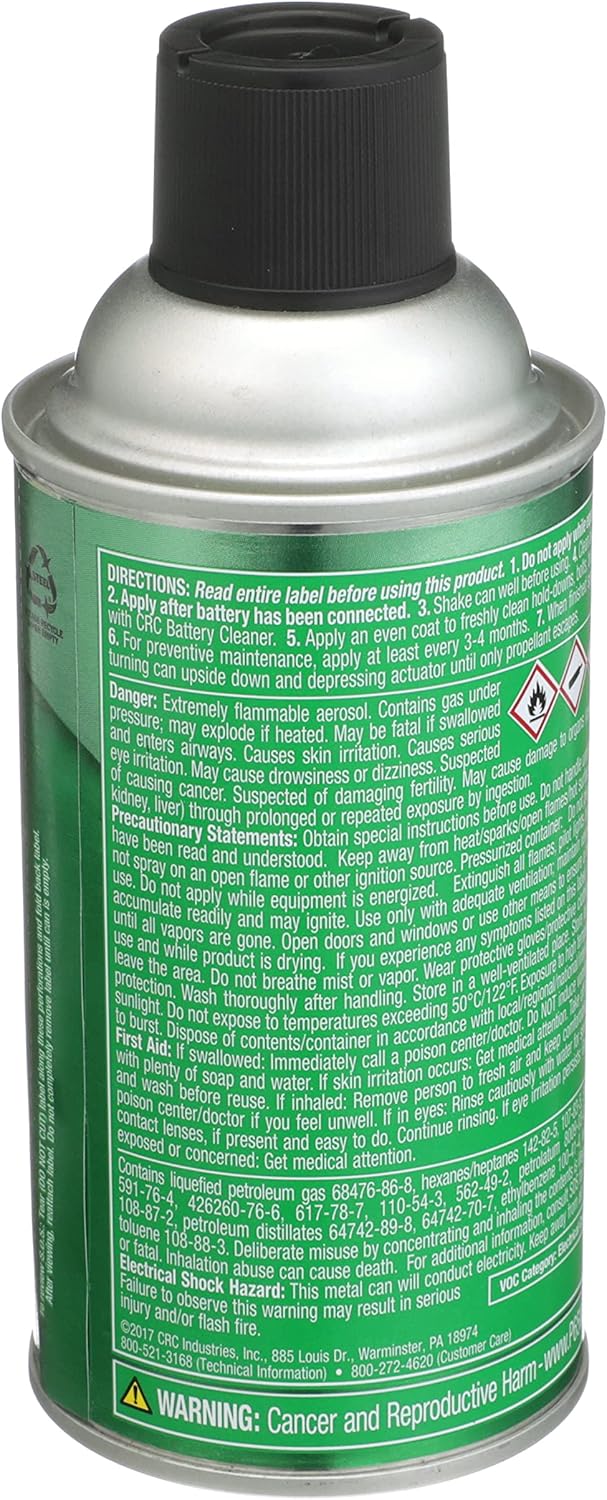 CRC Battery Terminal Protector, 7.5 Wt Oz, Lead-Free, Enhances Battery Life, Prevents Corrosion-Related Leakage