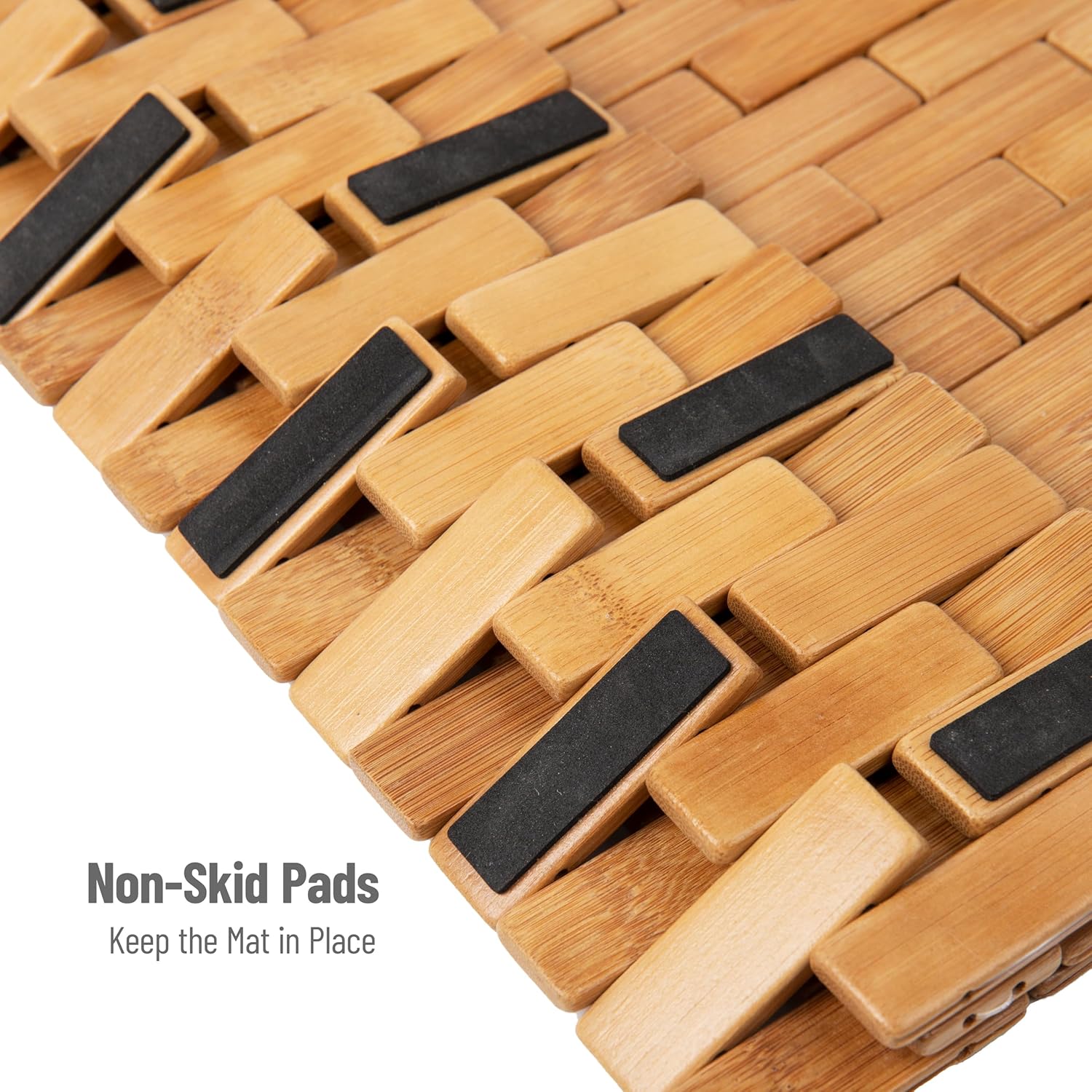 Mind Reader Bath Mat, Shower Mat, Bathtub Mat, Bathroom Accessory, Wood/Rayon from Bamboo, 23.5"L x 16.5"W x 0.4"H, Brown